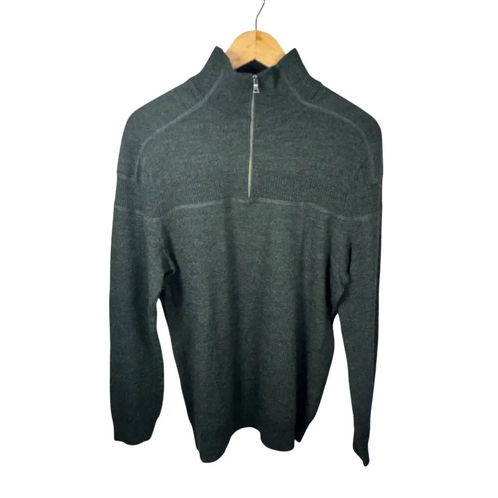 Banana Republic Merino Deep Green Wool Quarter Zip Med